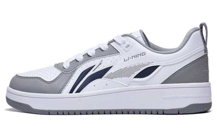 Li-Ning Li Ning Shiyi Slip Resistant Abrasion Resistant Low top Skateboard Shoes Men's White Gray