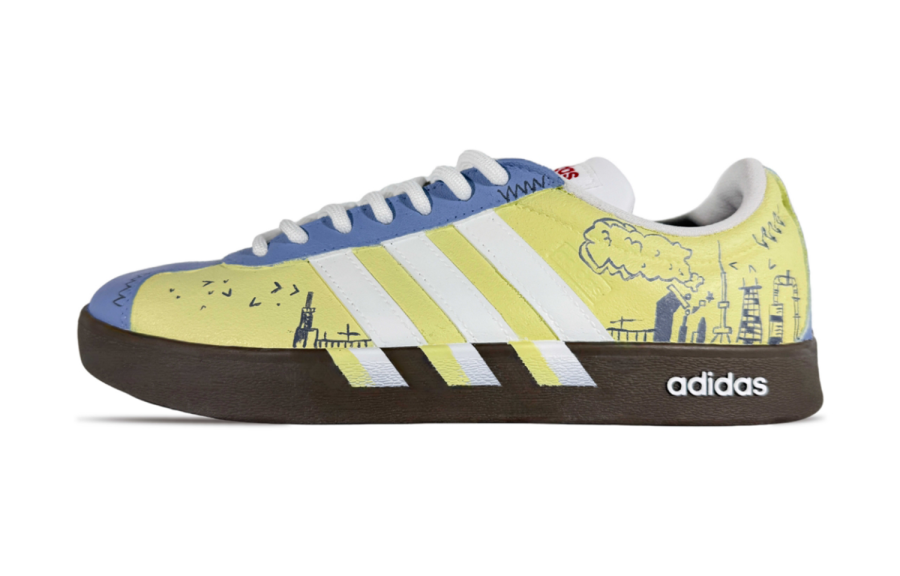 Adidas Adidas VL COURT 2.0 JiaYue, Industrial Blue Image Fashion Trend Low top Skateboard Shoes Unisex Yellow Blue