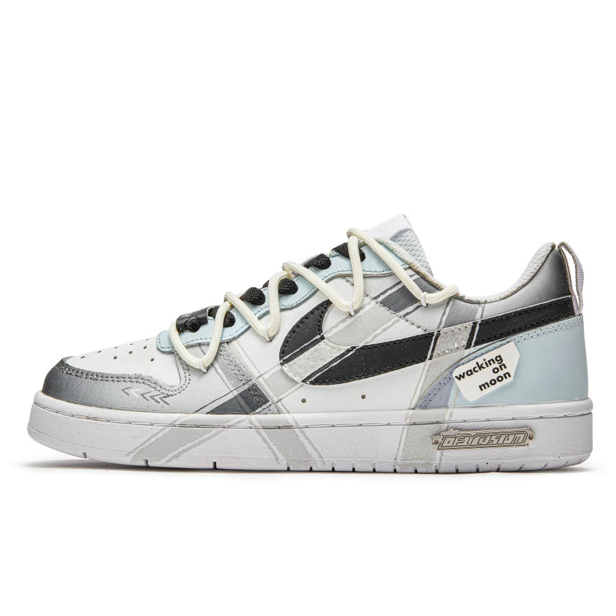 Nike Nike Court Borough 2 Free Panda Zoom Slip-Resistant Cushioning Wear-Resistant Low-Top Skateboard Shoes GS Blue Gray