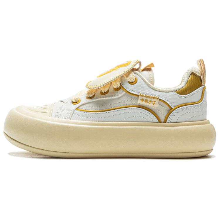 Li-Ning Li Ning Cream Puff Platform Skateboard Shoes Women's Low Top Ivory/Pudding Yellow/Beeswax Yellow
