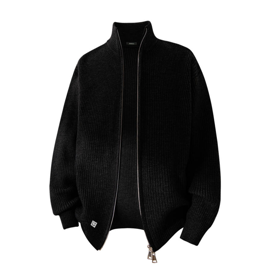 MINISO Sweaters Unisex Stand Collar Thickened And Fleece Lined Cardigan