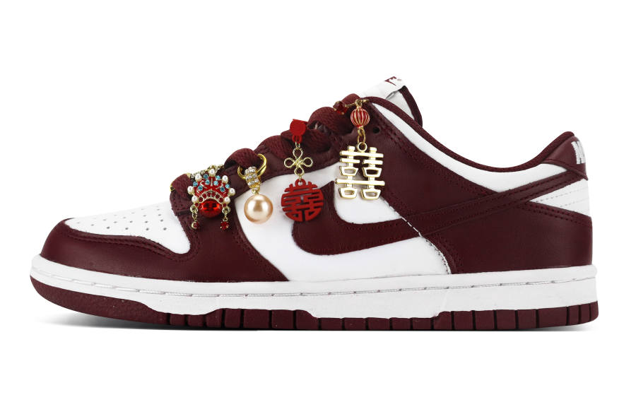 Nike Nike Dunk Abrasion Resistant Lightweight Wear resistant And Lightweight Low top Skateboard Shoes Unisex Burgundy