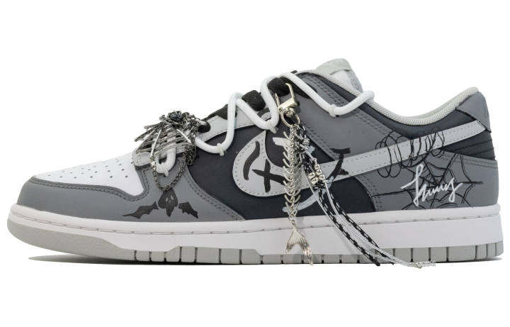 Nike Nike Dunk Spider Web Binding Slip Resistant Abrasion Resistant Low top Skateboard Shoes Unisex Black Gray