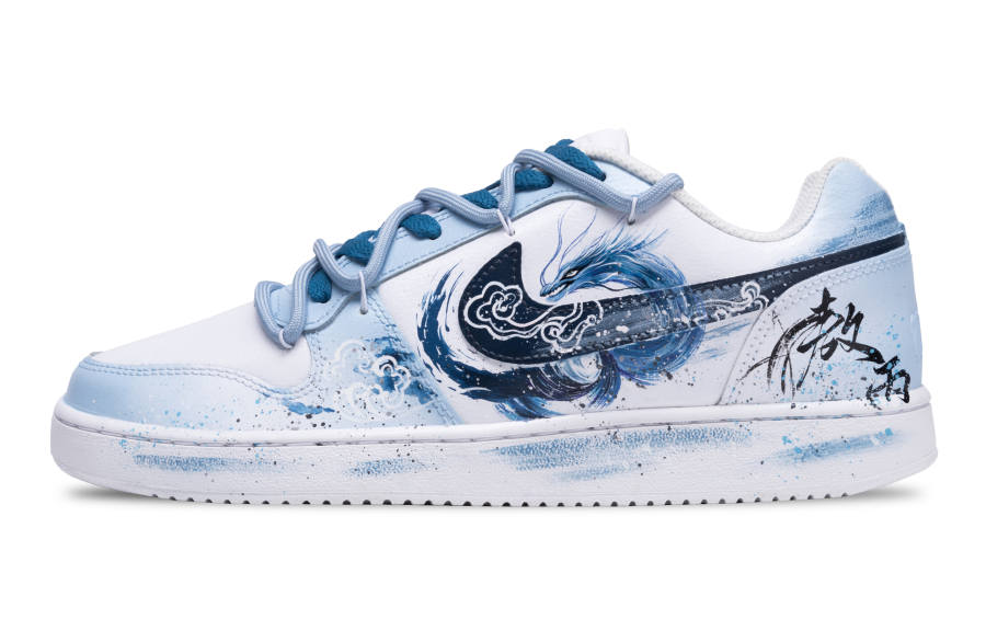 Nike Nike EBERNON Shen Zhou Ling Zhi, Ao Bing Slip Resistant Slip Resistant Low top Skateboard Shoes Women's Blue White