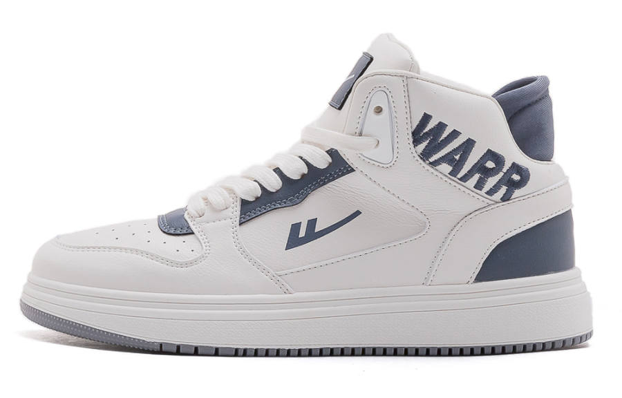 Warrior Slip Resistant, Abrasion Resistant, Lightweight, Breathable High top Skateboard Shoes Men's Beige Blue