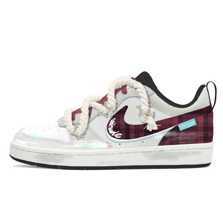 Nike Nike Court Borough Low 2 Slip Resistant Abrasion Resistant Low top Skateboard Shoes GS Red White