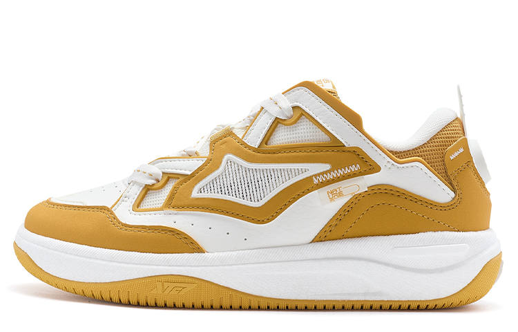 XTEP Qilang CTR Cushioning, Wear Resistant Low top Skateboard Shoes Women's Liquorice Yellow Sail White
