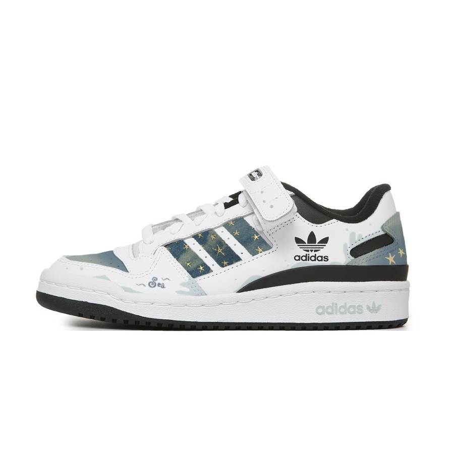 Adidas Originals FORUM Abrasion Resistant Low top Skateboard Shoes Unisex Black White Blue