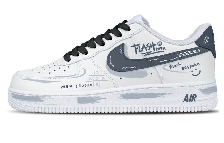 Nike Nike Air Force 1 Gray Innovation Leather Abrasion Resistant Low top Skateboard Shoes Men's Gray White