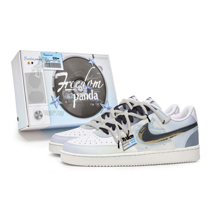Nike Nike Court Vision 1 Slip Resistant Abrasion Resistant Low top Skateboard Shoes Men's Blue White