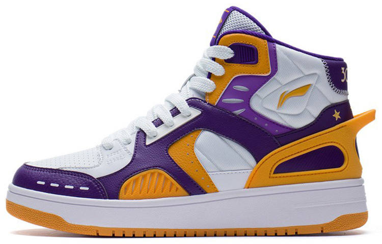 Li-Ning Li Ning High top Skateboard Shoes Women's White Purple Yellow