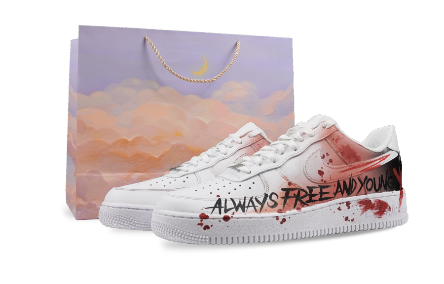 Nike Nike Air Force 1 Abrasion Resistant Low top Skateboard Shoes Men's White Red