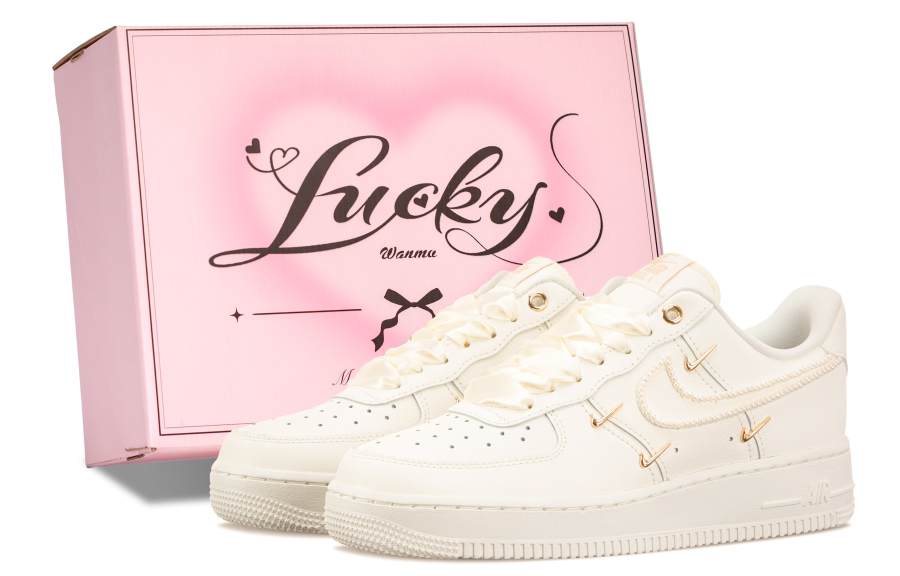 Nike Nike Air Force 1 Pearl Love Slip Resistant Abrasion Resistant Low top Skateboard Shoes Women's White Gold
