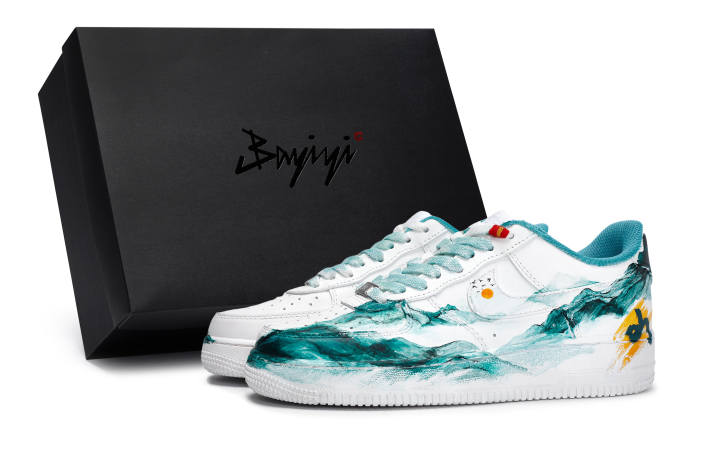 Nike Nike Air Force 1 A Thought Of Guan Mountain Low top Skateboard Shoes Unisex White Blue Orange