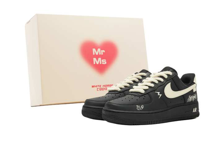 Nike Nike Air Force 1 Abrasion Resistant Low top Skateboard Shoes Unisex Beige Black