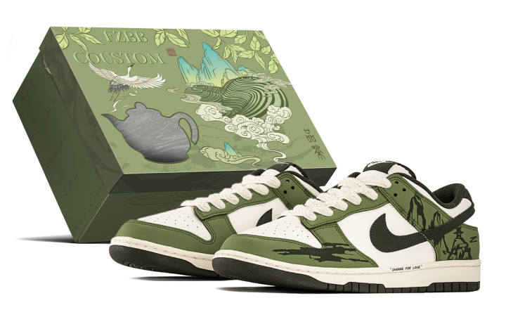 Nike Nike Dunk Abrasion Resistant Abrasion Resistant Low top Skateboard Shoes Men's Beige Green