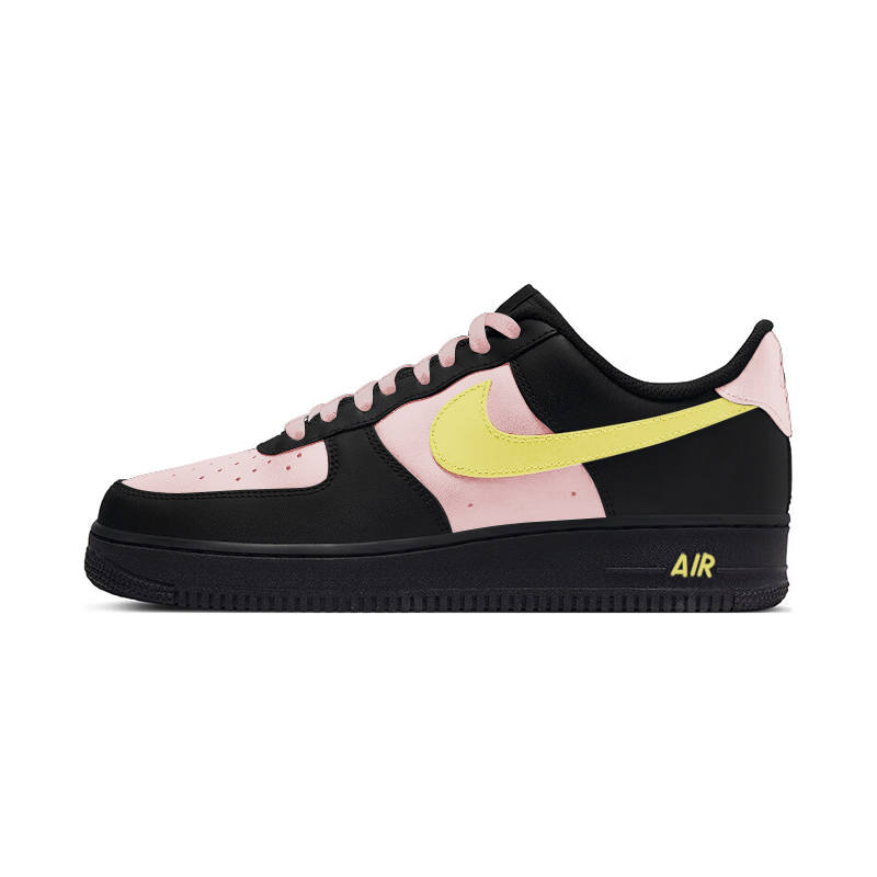 Nike Nike Air Force 1 Cow Leather Coverage Slip Resistant Abrasion Resistant Low top Skateboard Shoes Unisex Pink Yellow