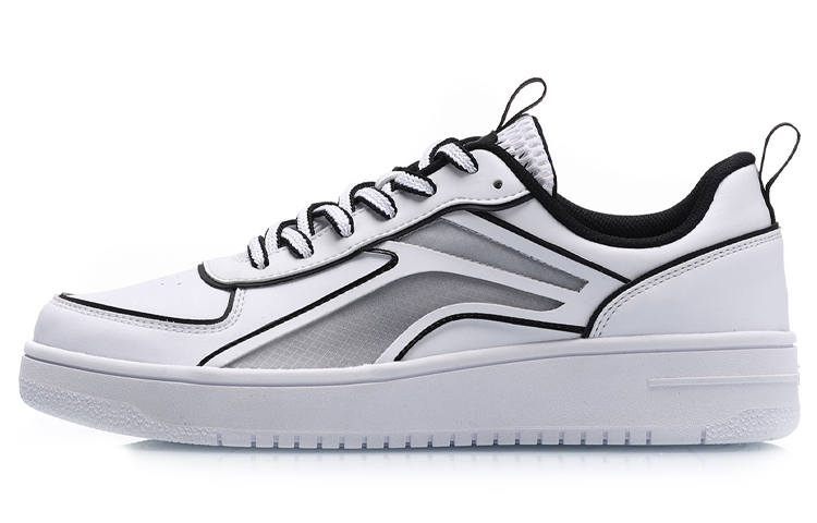 Li-Ning Li Ning Synthetic Leather Slip Resistant Abrasion Resistant Low top Skateboard Shoes Women's White Black