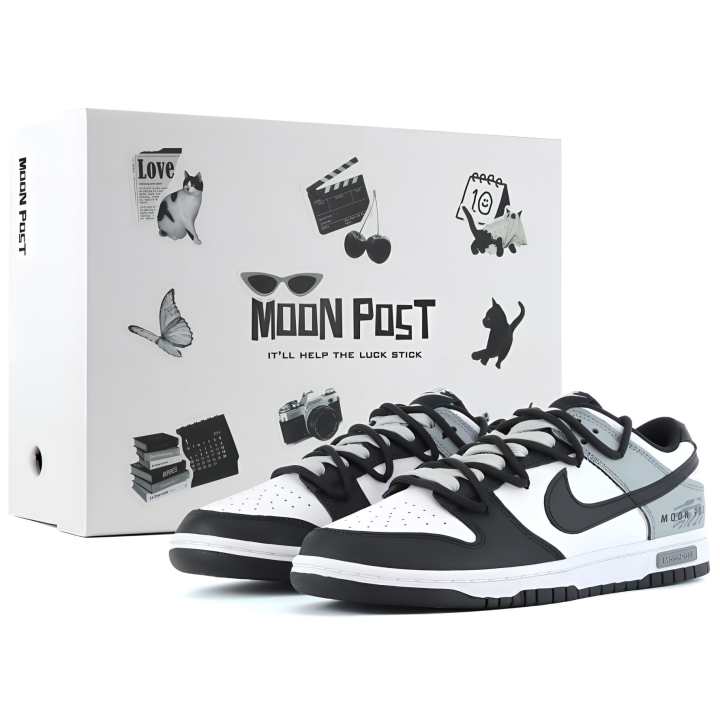 Nike Nike Dunk Wear resistant And Lightweight Low top Skateboard Shoes Unisex Black White Gray