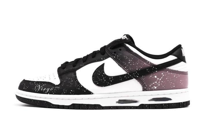 Nike Nike Dunk 'White/Black' Panda 12 Constellation Collection, Virgo Low top Skateboard Shoes Women's Black White Pink