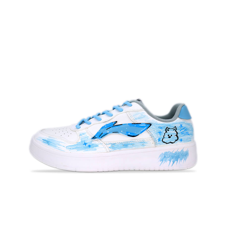 Li-Ning Li Ning Floating Boat Wear resistant And Lightweight Low top Skateboard Shoes Men's White Blue