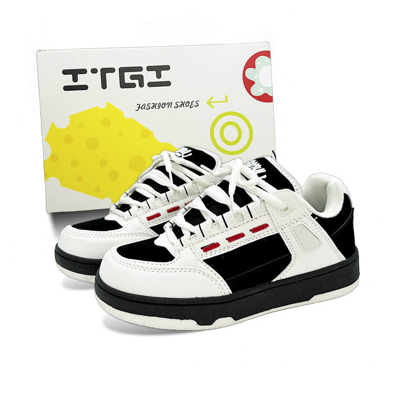 ITGI Slip Resistant Cushioning Low top Skateboard Shoes Unisex White Red Black