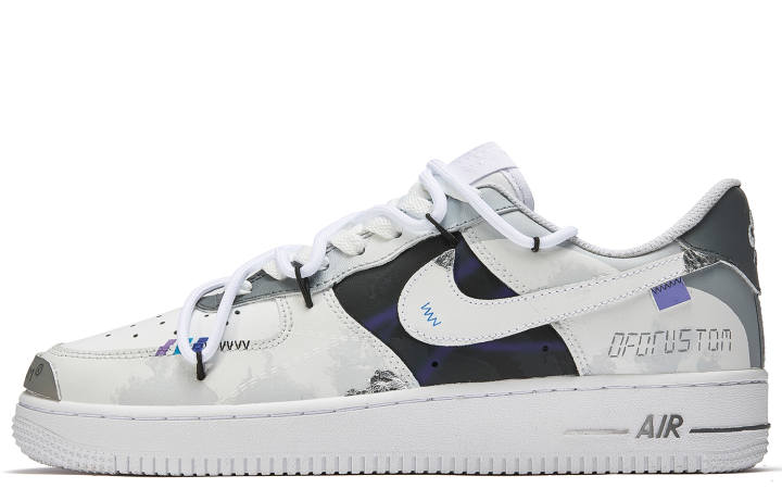 Nike Nike Air Force 1 ADCDAVINCI Custom, Fluorescent, Sci Fi, Cyberpunk, Laser Blue