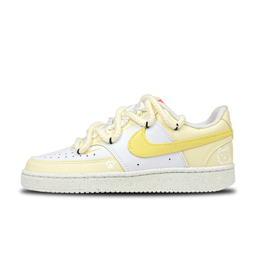 Nike Nike Court Vision Soft Matte Apricot White Abrasion Resistant Low top Skateboard Shoes Women's Yellow