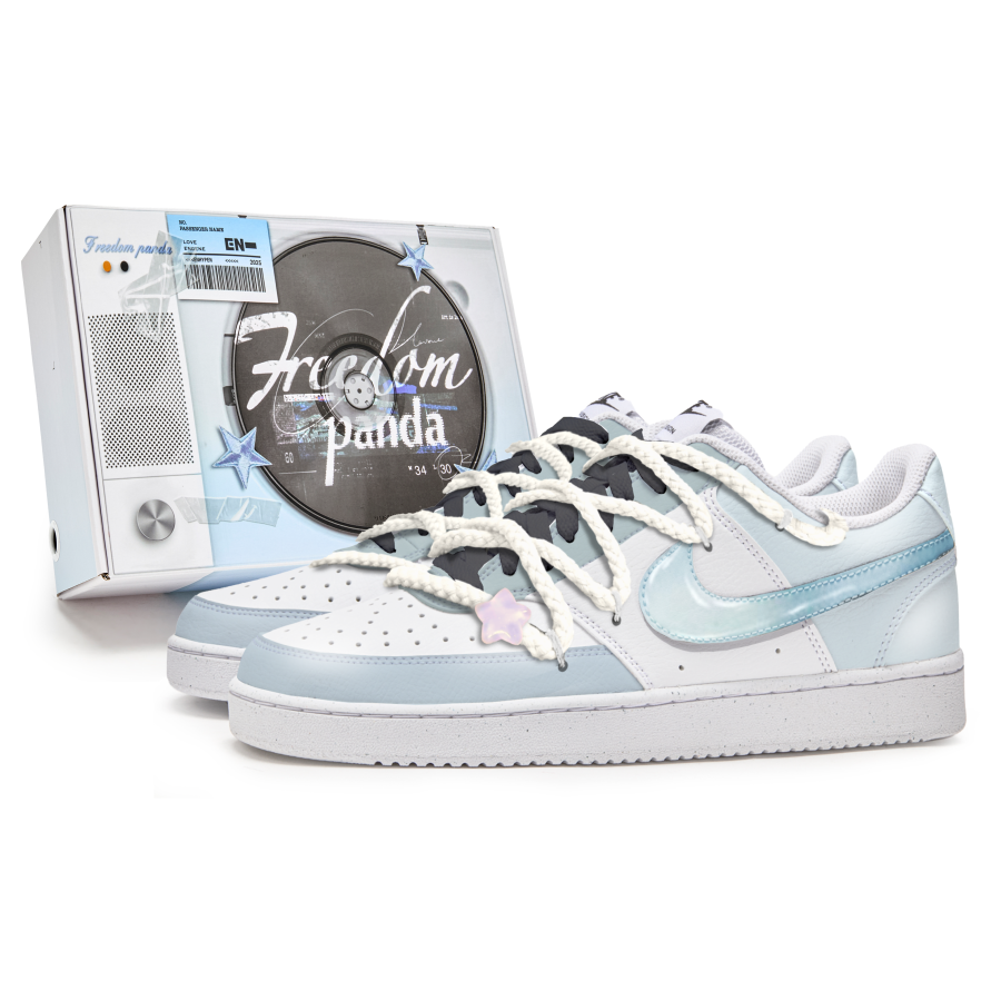Nike Nike Court Vision 1 Slip Resistant Abrasion Resistant Low top Skateboard Shoes Men's Blue White