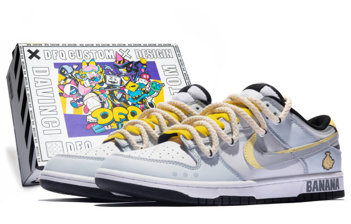 Nike Nike Dunk Skateboard Shoes Men's Blue White Yellow Special Shoe Box