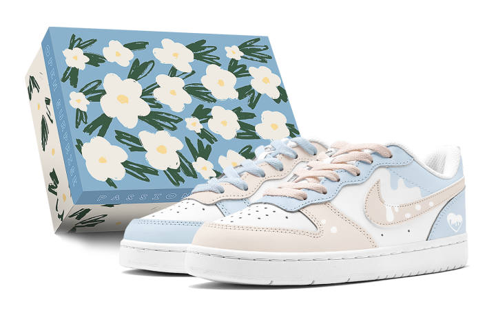Nike Nike Court Borough Low 2 Butter Sweetheart, Reverse Mismatched Design Slip Resistant Slip Resistant Low top