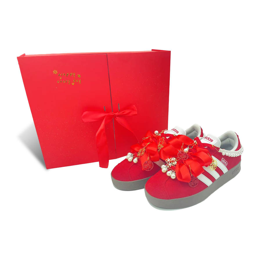 Adidas Neo VL Court 2.0 Skateboard Shoes Women's Low Top Red/White/Gold