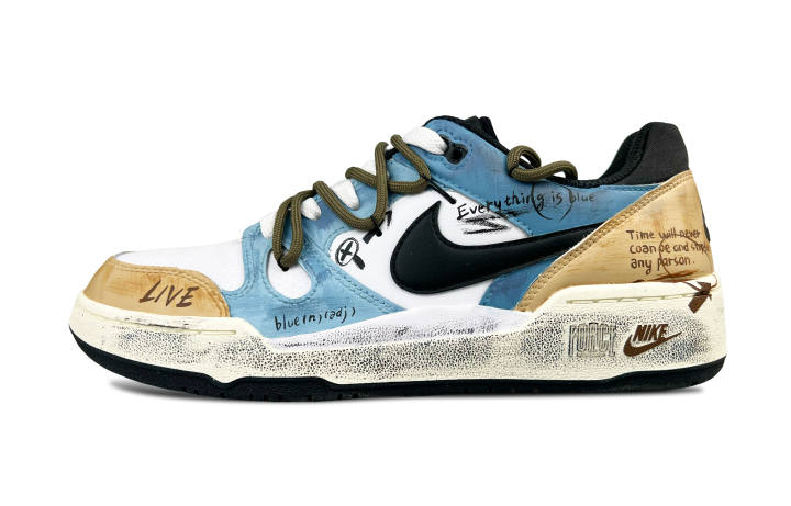 Nike Nike Full Force Abrasion Resistant Abrasion Resistant Low top Skateboard Shoes Men's Blue Coffee