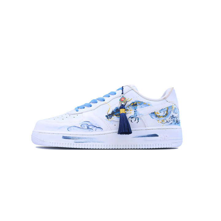 Nike Nike Air Force 1 Singularity, Wandering Dragon Abrasion Resistant Low top Skateboard Shoes Unisex Blue White