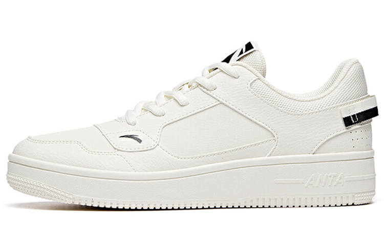 Anta Life Collection Synthetic Leather Comfortable Coverage Slip Resistant Low top Skateboard Shoes Men's White Black