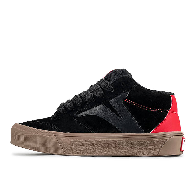 VFDF Slip Resistant Abrasion Resistant Mid top Skateboard Shoes Unisex Black Red