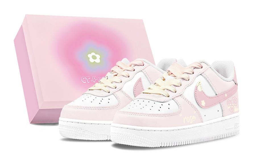 Nike Nike Air Force 1 Abrasion Resistant Abrasion Resistant Low top Skateboard Shoes Women's White Pink Yellow
