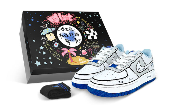 Nike Nike Air Force 1 Low top Skateboard Shoes Women's White Blue