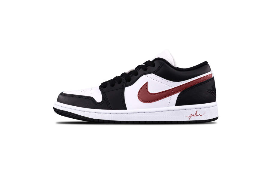 Jordan Jordan Air Jordan 1 Burgundy Leather Cushioning, Wear Resistant Low top Skateboard Shoes Unisex Black Red