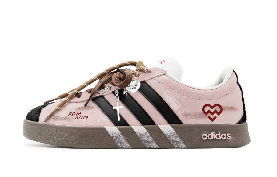 Adidas Adidas VL COURT 2.0 Cross Heart Abrasion Resistant Lightweight Wear resistant And Lightweight Low top Skateboard Shoes