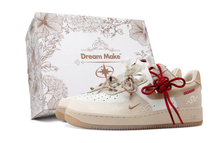 Nike Nike Air Force 1 Slip Resistant Abrasion Resistant Low top Skateboard Shoes Women's Beige Brown