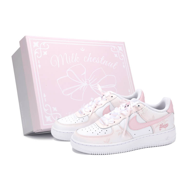 Nike Nike Air Force 1 Heartbeat Reflection Low top Skateboard Shoes Women's Pink