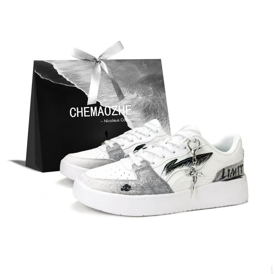Li-Ning Li Ning Sycee Cushioning Abrasion Resistant Low top Skateboard Shoes Men's Black White