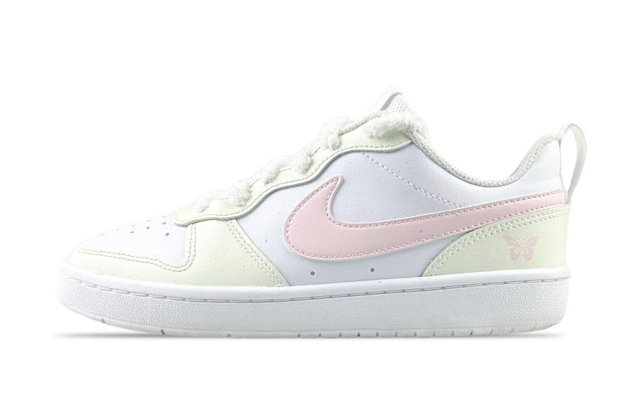 Nike Nike Court Borough 2 Abrasion Resistant Low top Skateboard Shoes GS Yellow Pink