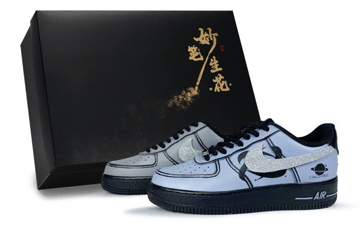Nike Nike Air Force 1 Abrasion Resistant Low top Skateboard Shoes Unisex Gray Blue