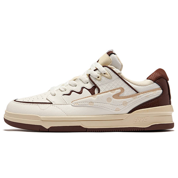 Erke Impossible Waffle Cake Wear resistant And Lightweight Low top Skateboard Shoes Men's Microcrystal White Mocha
