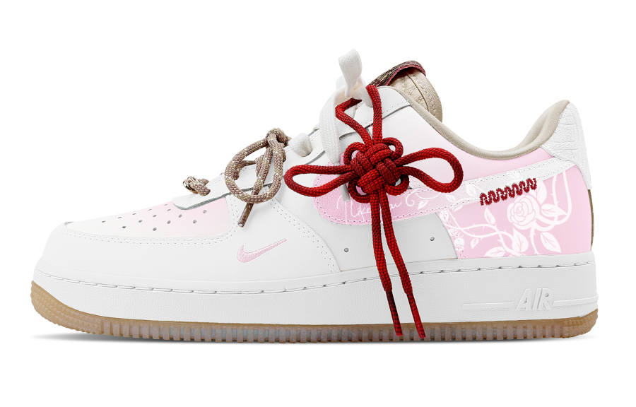 Nike Nike Air Force 1 Slip Resistant Abrasion Resistant Low top Skateboard Shoes Women's Pink White