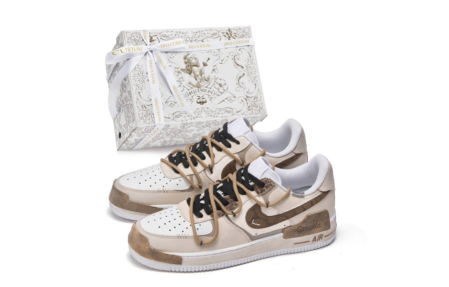 Nike Nike Air Force 1 Da Vinci Custom, Box, Flying Leaves Slip Resistant Quick Dry Abrasion Resistant Balance