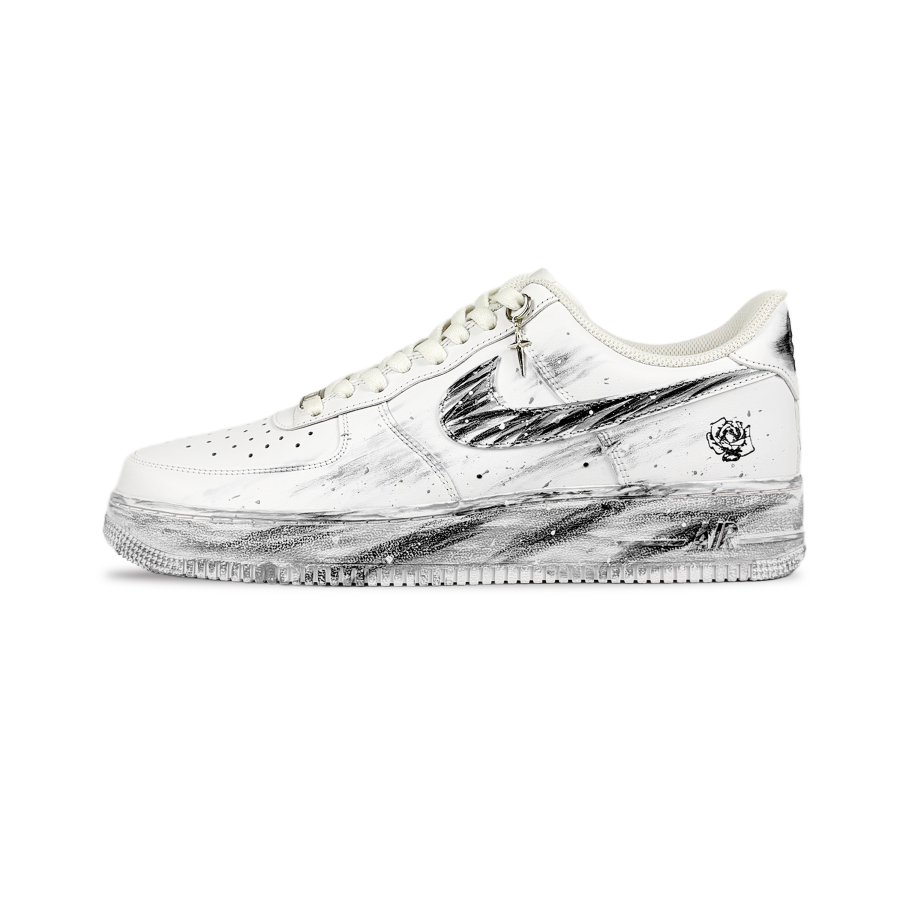 Nike Nike Air Force 1 Dark Trace Abrasion Resistant Low top Skateboard Shoes Unisex Black White