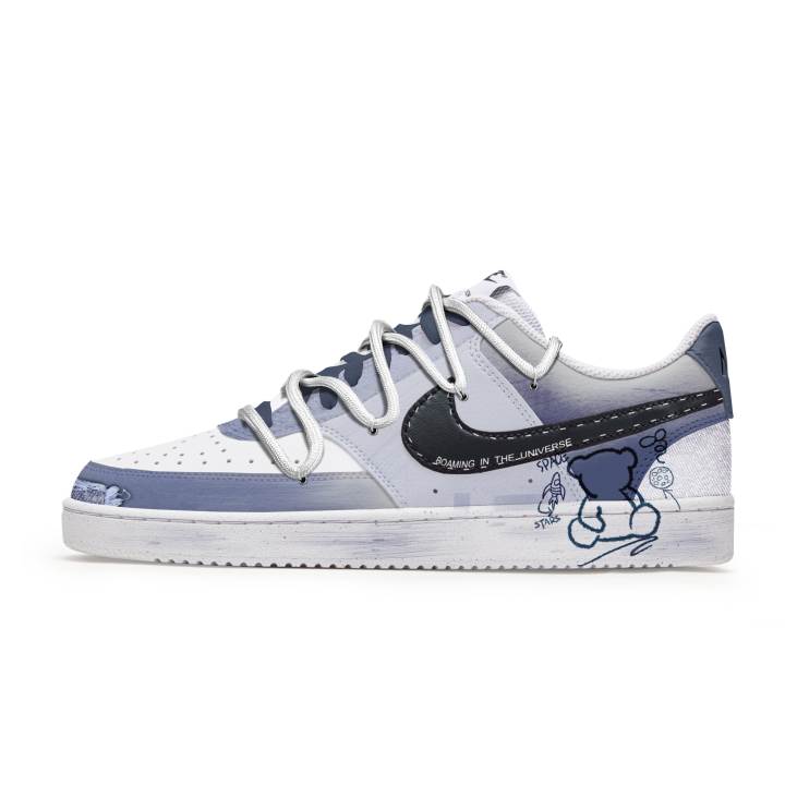 Nike Nike Court Vision 1 Slip Resistant Abrasion Resistant Low top Skateboard Shoes Men's Blue White